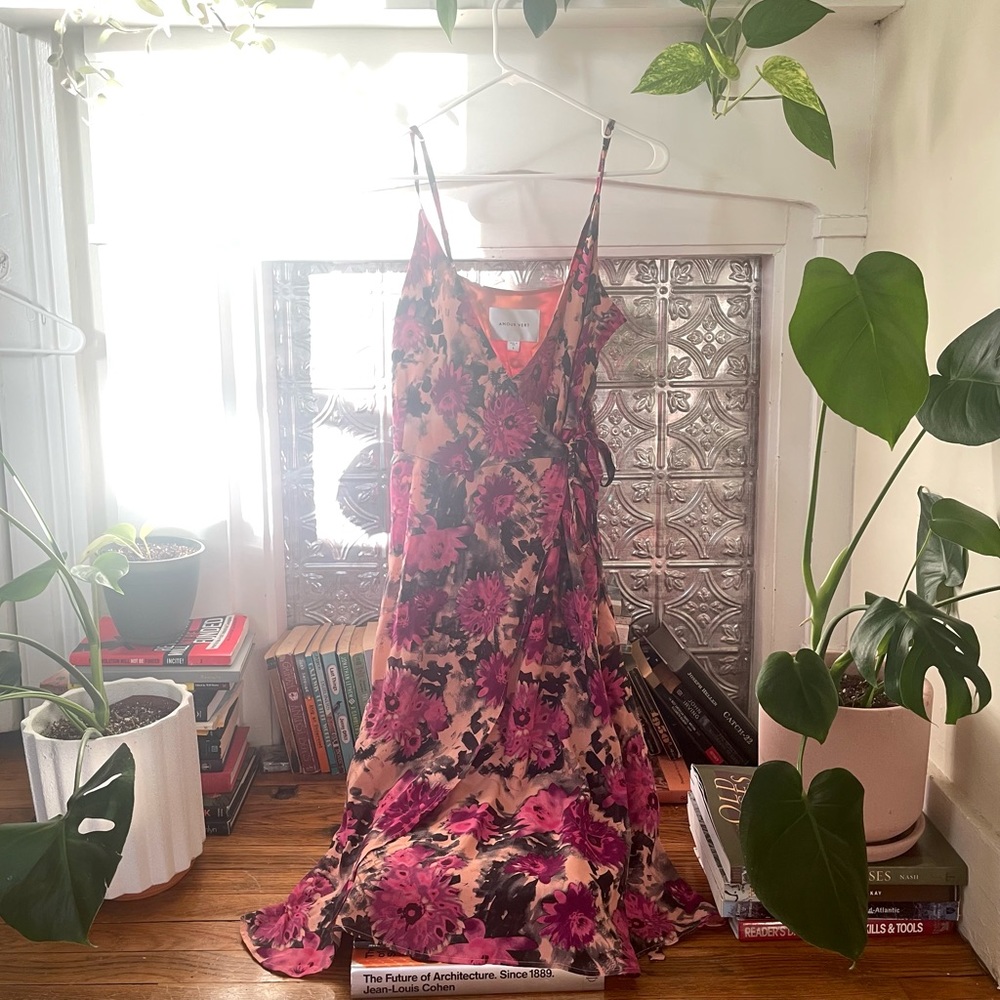 Amour Vert floral silk wrap dress